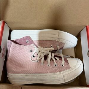 Converse Pink and White High-Top Sneakers